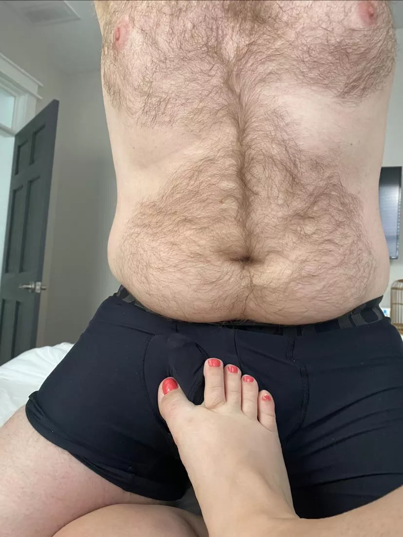 He begs for more than just my foot on him 