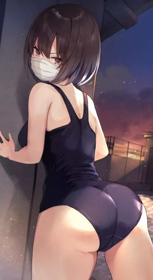 Self restraint-chan shows off her booty after swimming lesson (Masco)
