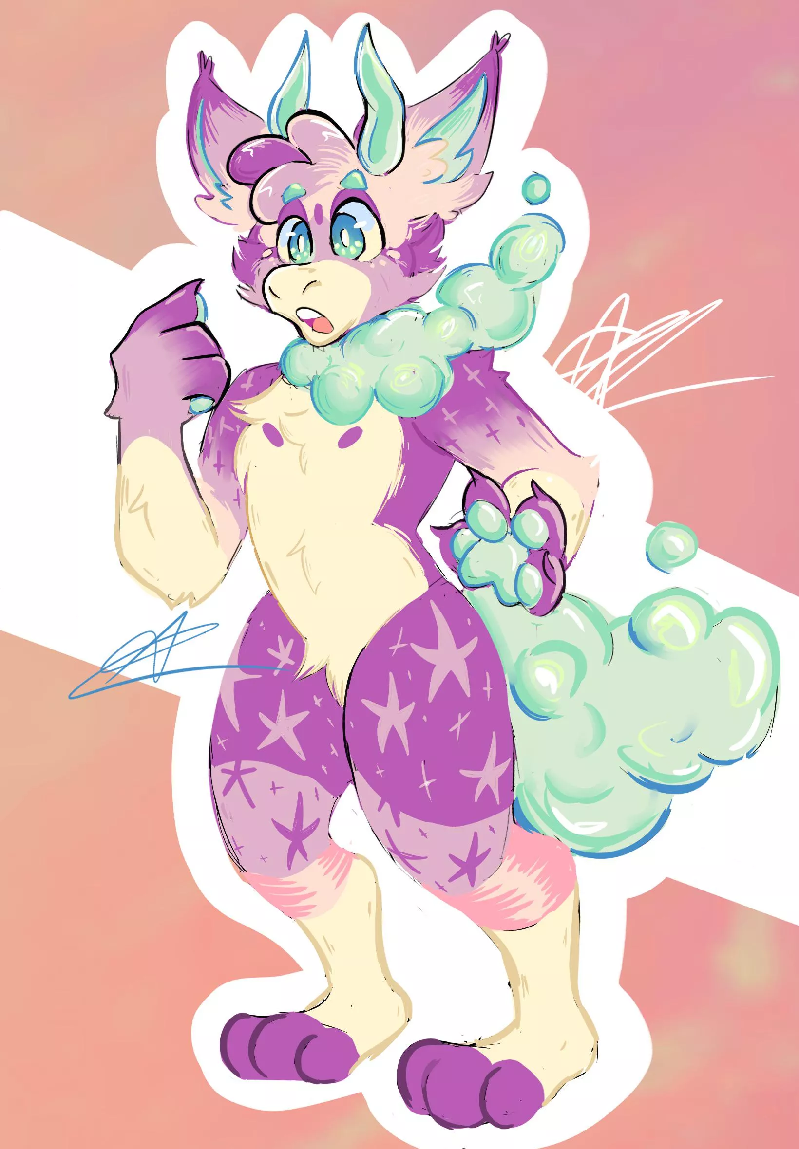 Commission I’ve done ! A fluffy dragon boy