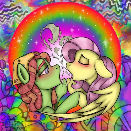 Two stoner ponies making out 