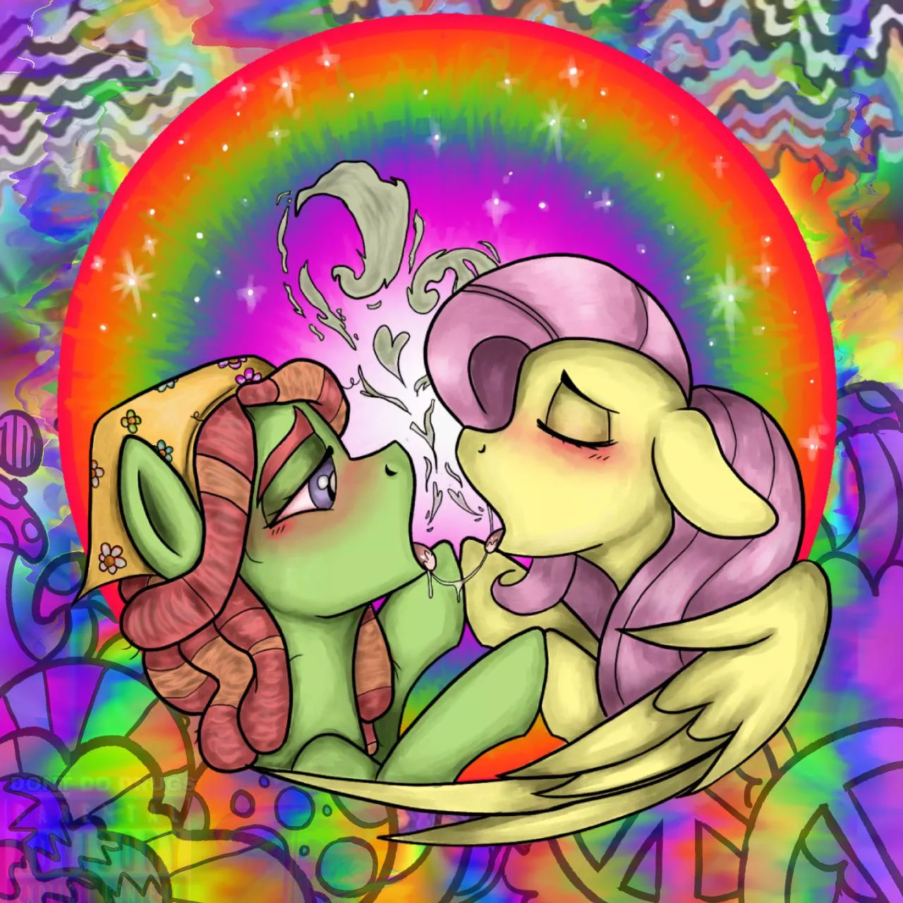 Two stoner ponies making out 