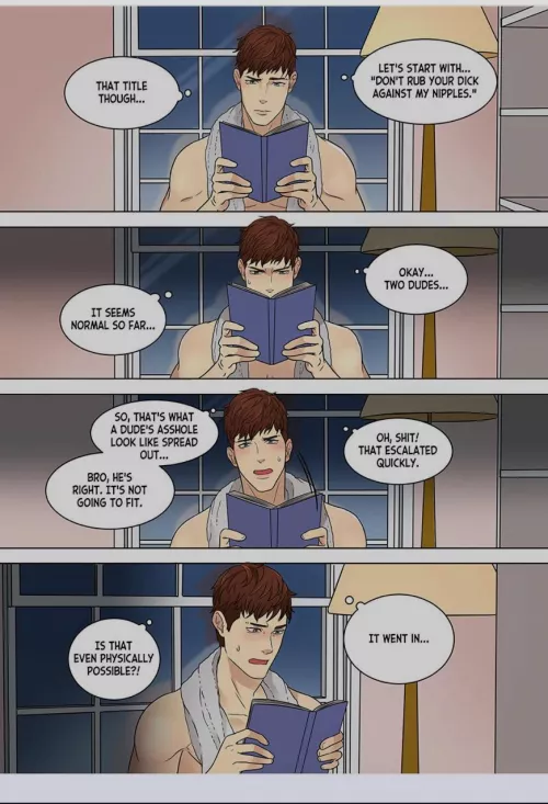 [Fujoshi Trapped in a Seme’s Perfect Body] This part had me laughing a lot. As well as every time I look at it. The bubbles and reactions are priceless! 😆 