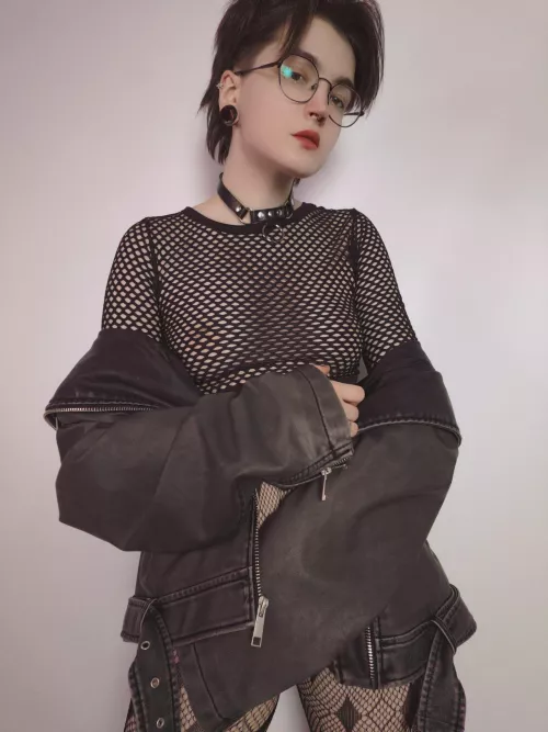 Imagine you met me at a party at a mutual friend's house. I came dressed like this and, when we were alone, I slowly started to take off my jacket. Your actions?