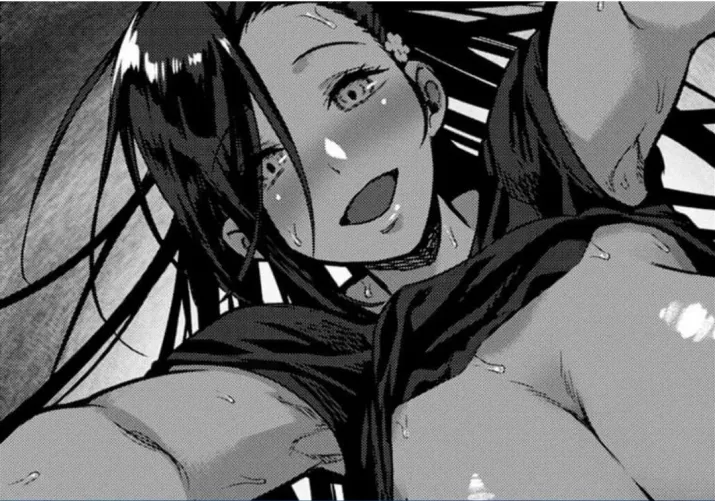 Mono: 1Girl looking down, shirt up, sweaty, big breast