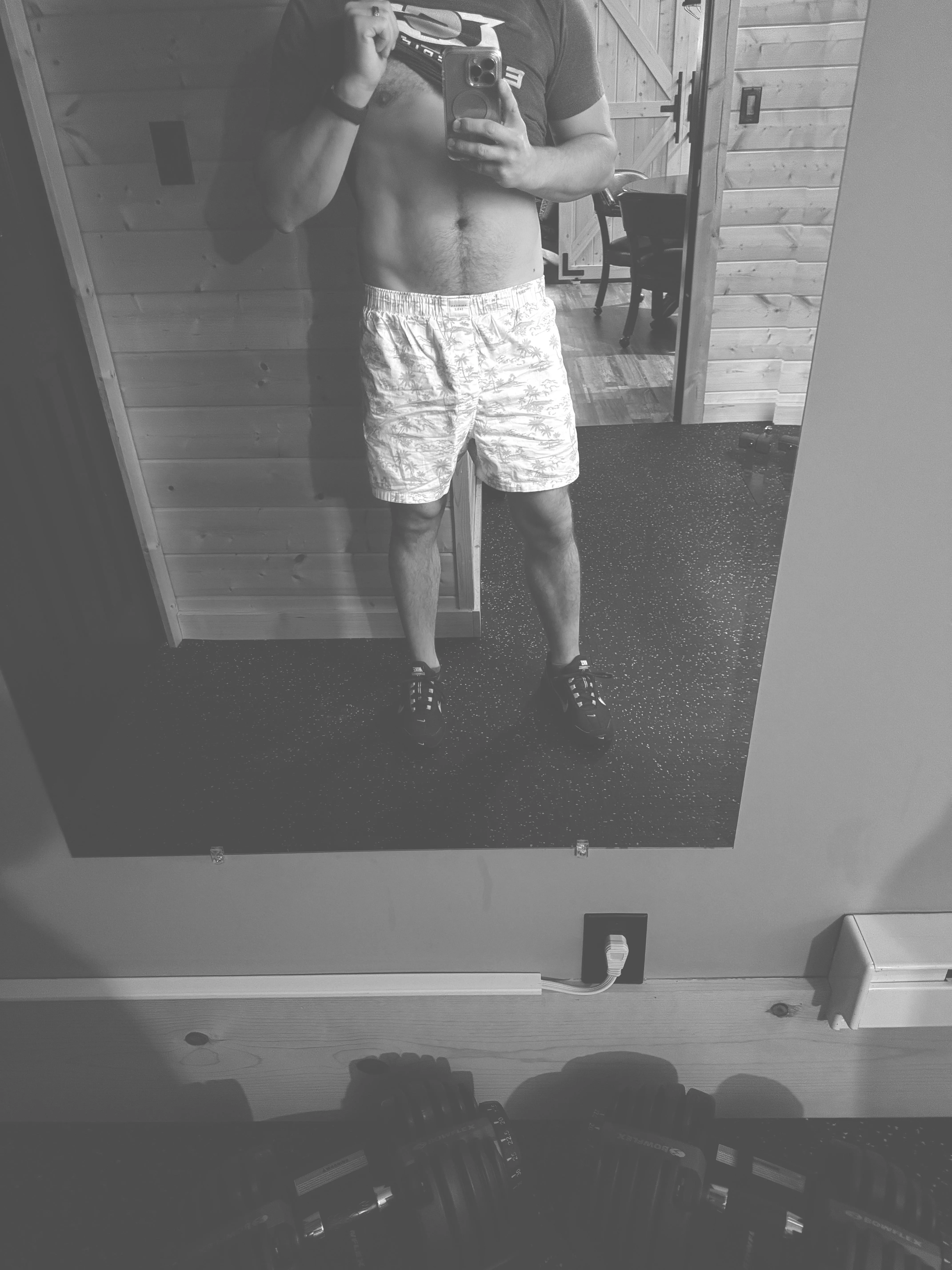 Morning workout in yesterdays boxer shorts