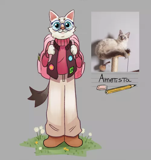 My daughter on her first day of school (Art by me)