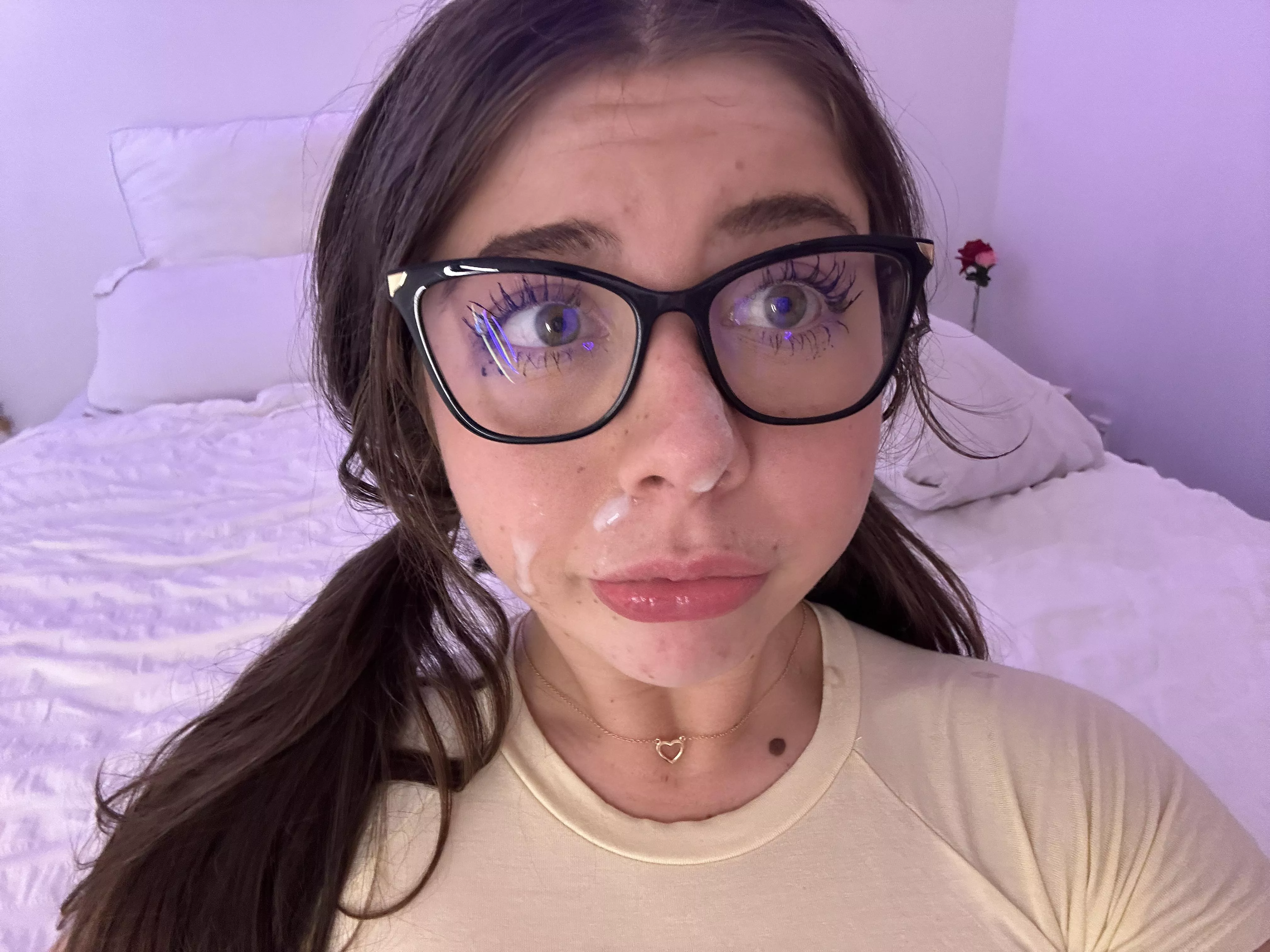 No makeup was needed. Just his cum