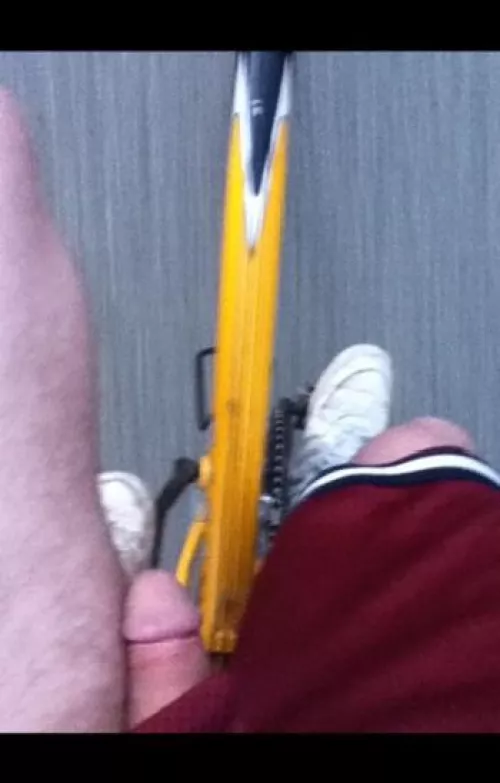 Riding down a busy bike path 