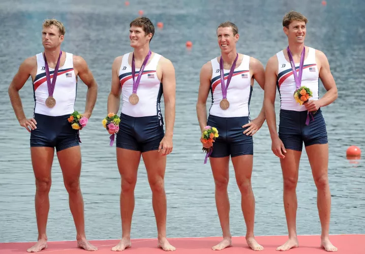 USA 2012 Olympics men rowing team in their singlets