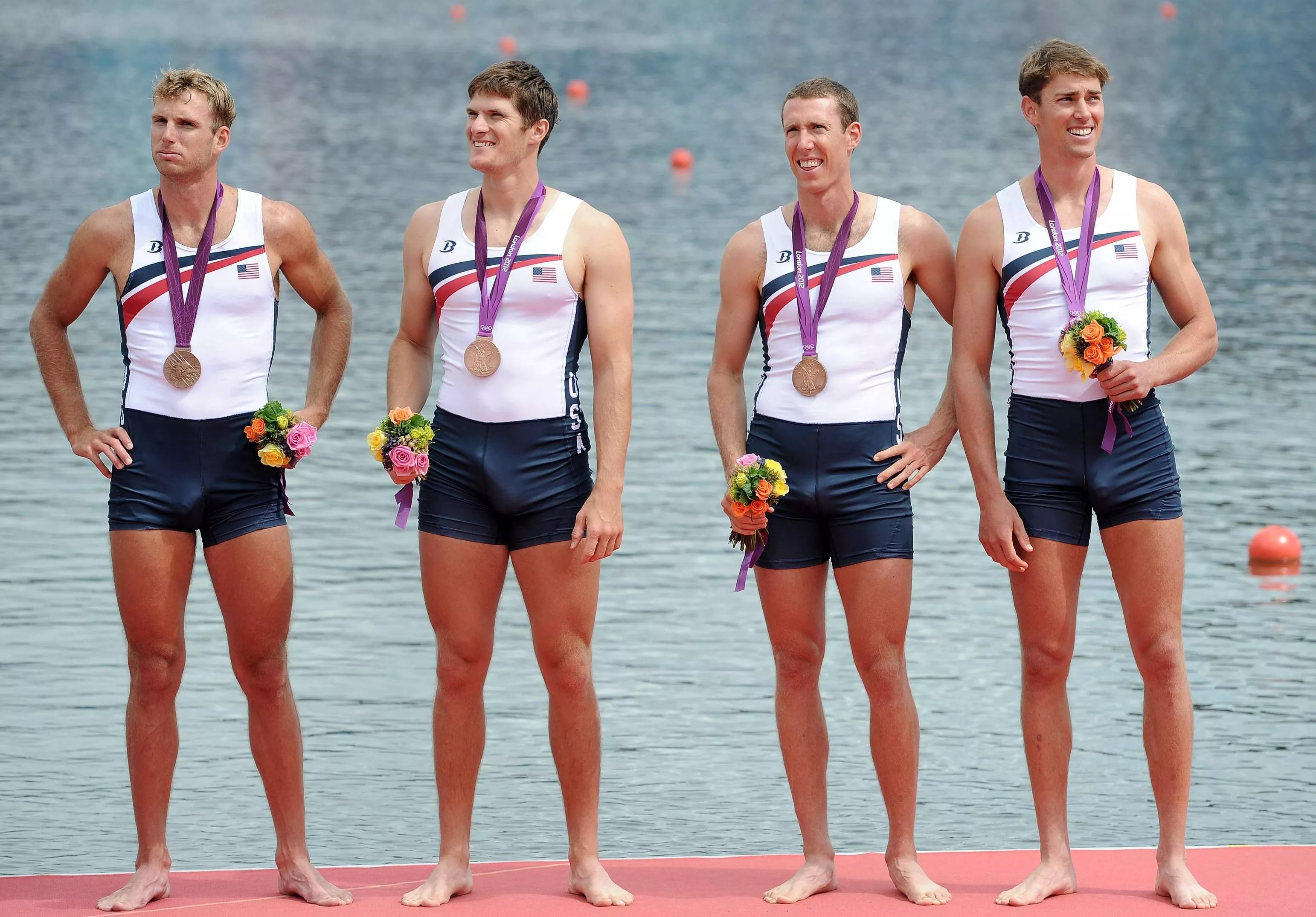 USA 2012 Olympics men rowing team in their singlets