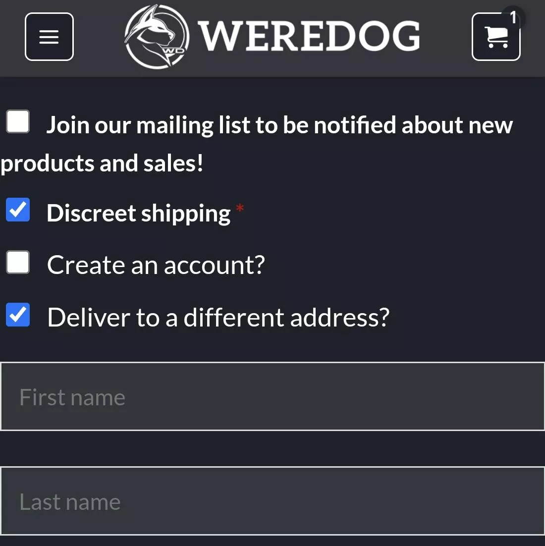 Weredog discreet shipping 