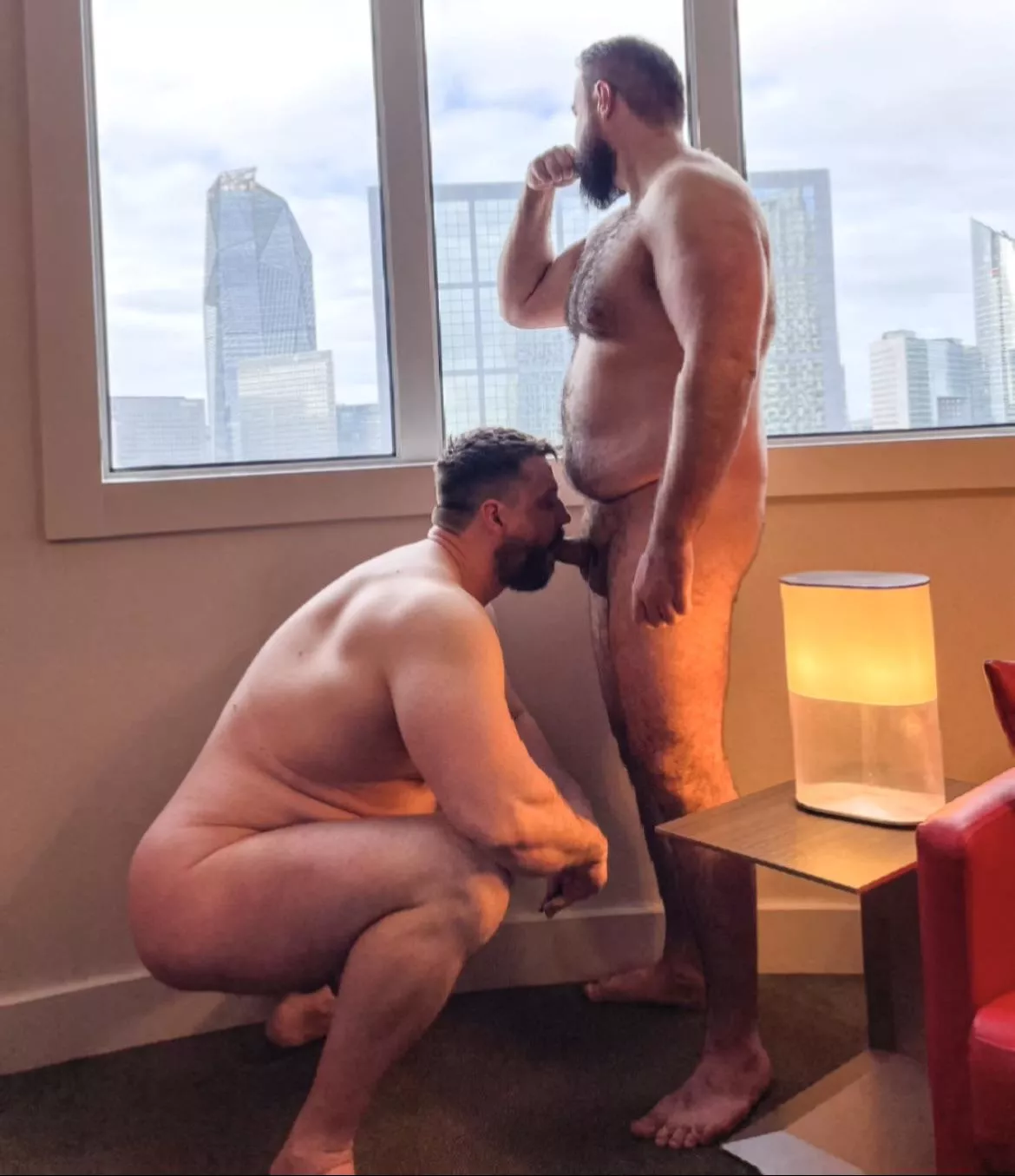 Would you be very shocked if you caught two beefy football hunks like that?(35)(42)