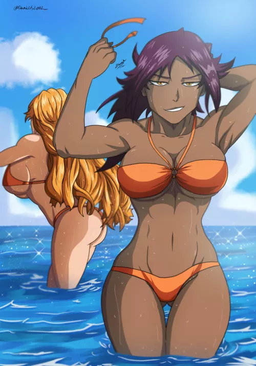 Yoruichi and Rangiku in the Back from last year by me and Im also Open for Light NSFW Commissions