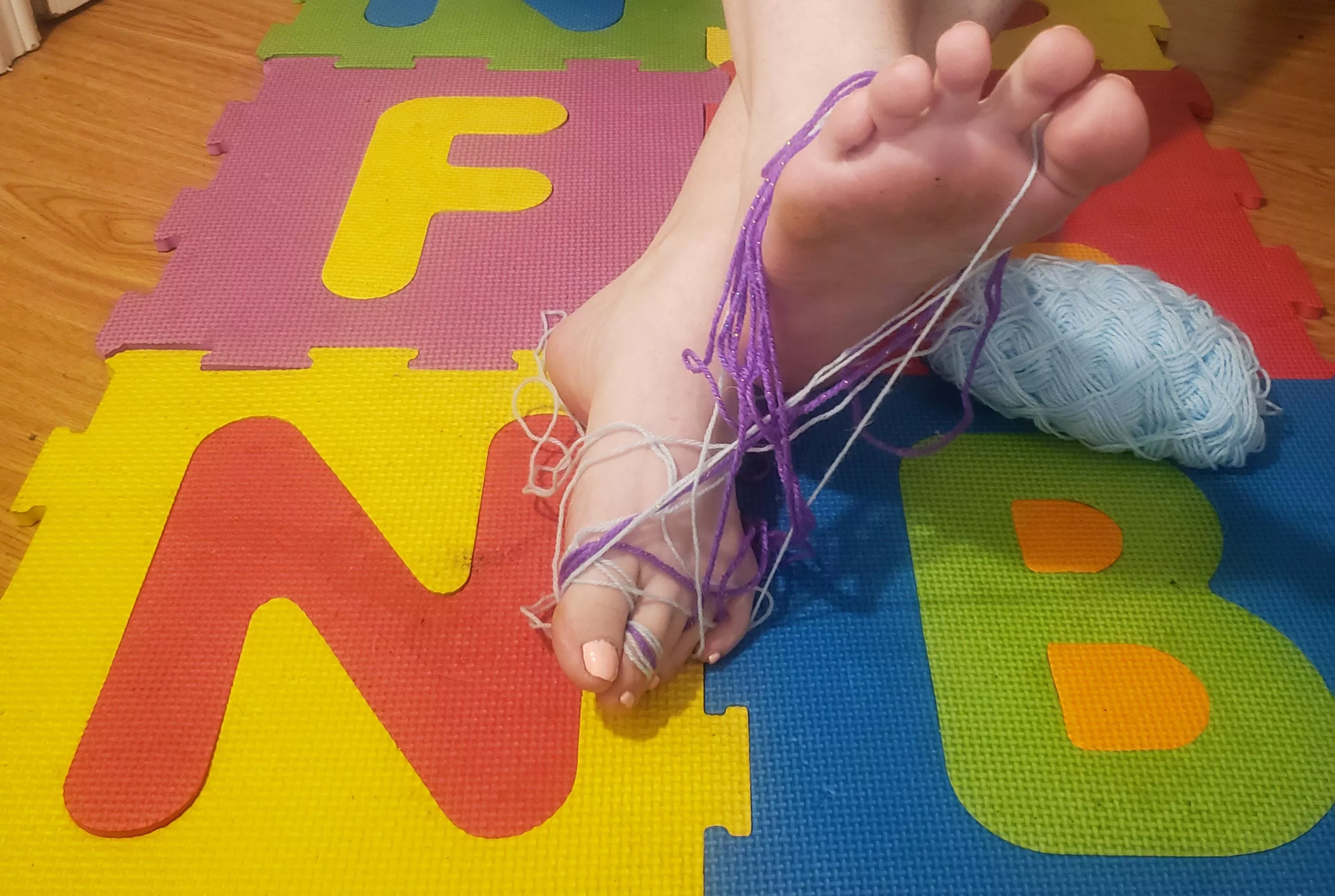 (OC) Silly little kitten got herself all tied up again. 😸 🧶