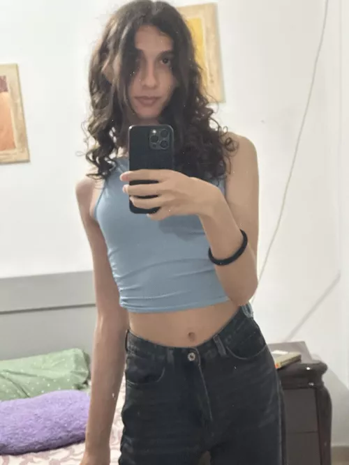 19 [F] my first time wearing girly clothes🥰 (pre hrt)