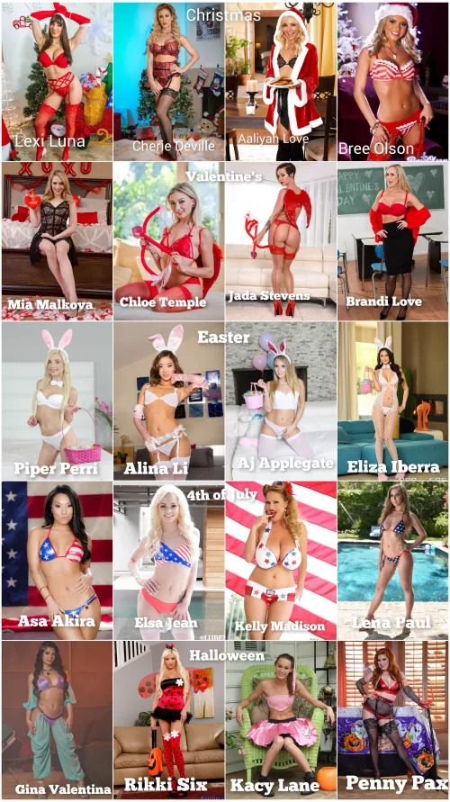 Lucky lucky, you get to spend each holiday with a different girl.  Plan your year.