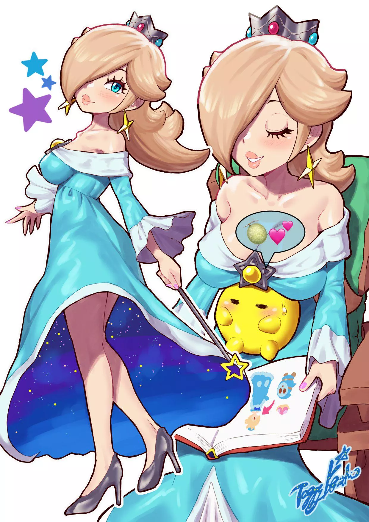 This Luma found the perfect place to rest as Rosalina reads a story. (Toggy Keiichi)