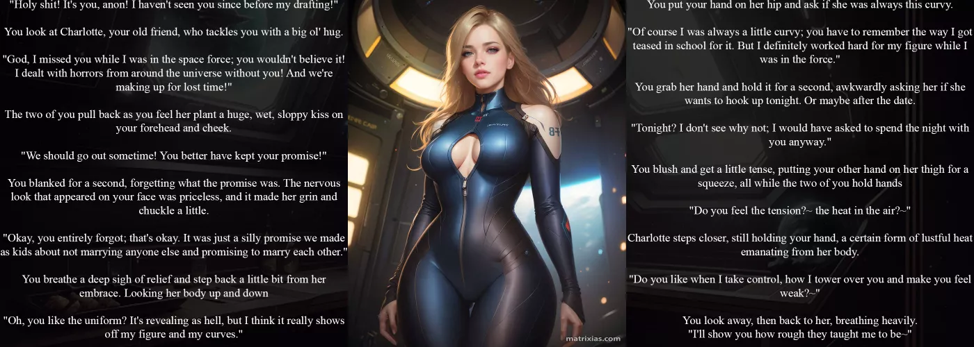 Wholesome Space Relationship! [Sci Fi] [Wholesome] [Gentle Femdom] [No Sex] [Open Ended] [Part 1?] (If this is popular, I'll write a sequel... but only if this is popular. I have 2 other series to work on as well.) [Artists: Matrixias, archonom]