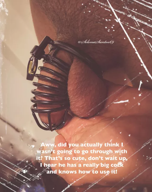 Aww guess he thought I wasn’t going to go through it, I really enjoyed locking his little cock in a cage 😈