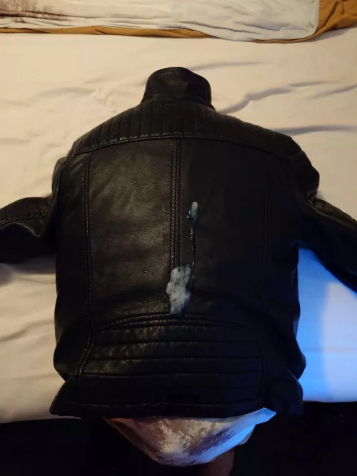 Cummed on my GF leather jacket 
