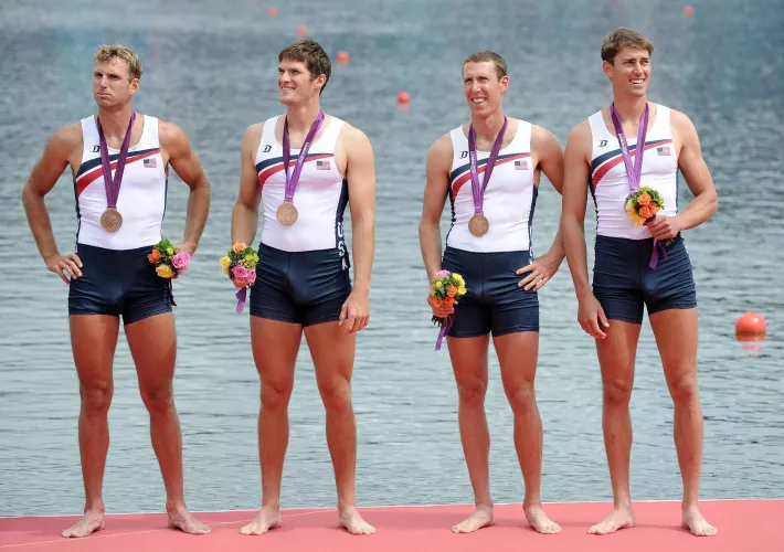 USA 2012 Olympics men rowing team in their singlets