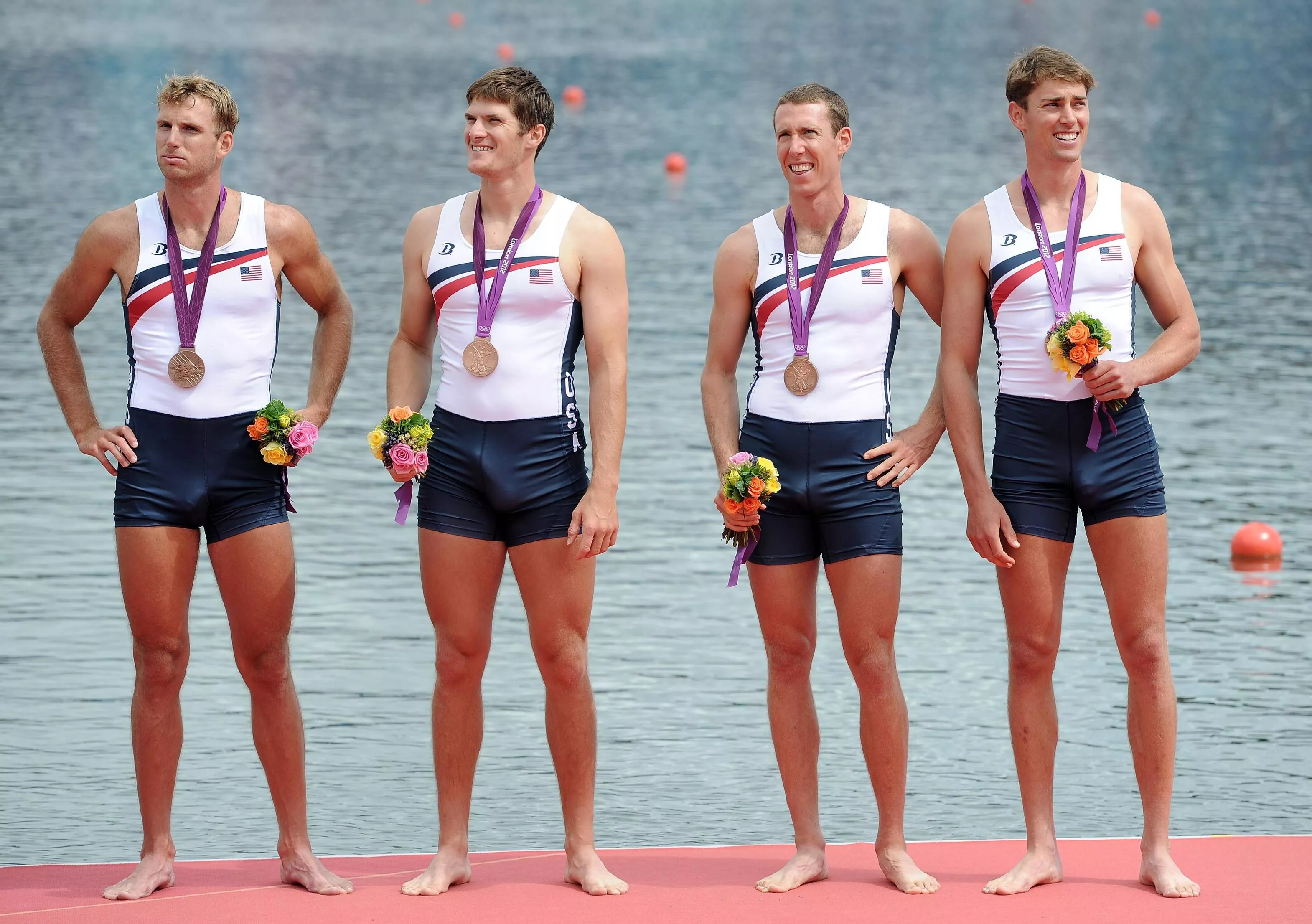 USA 2012 Olympics men rowing team in their singlets