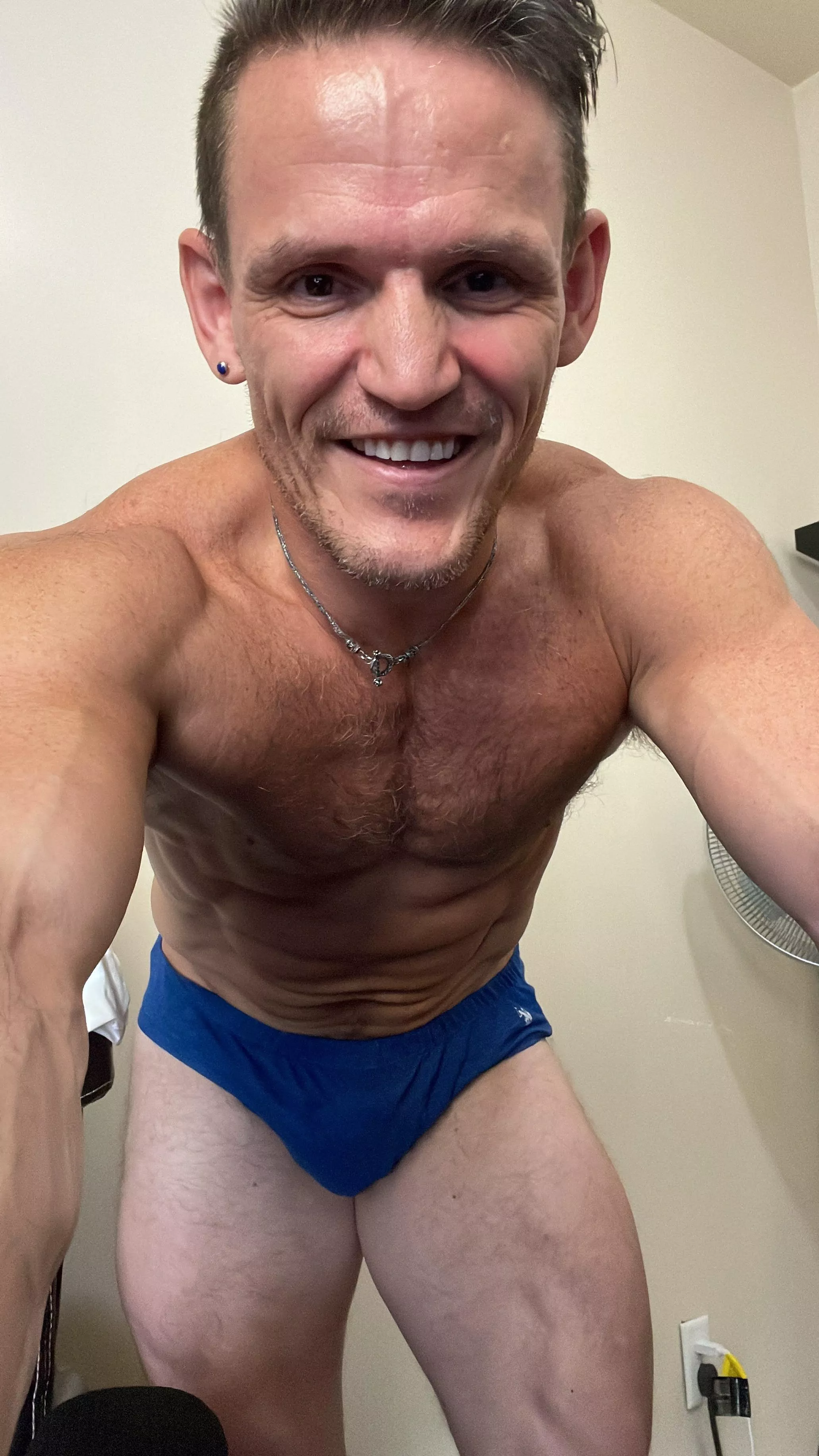 Hairy chest in my Polo Assn. briefs.