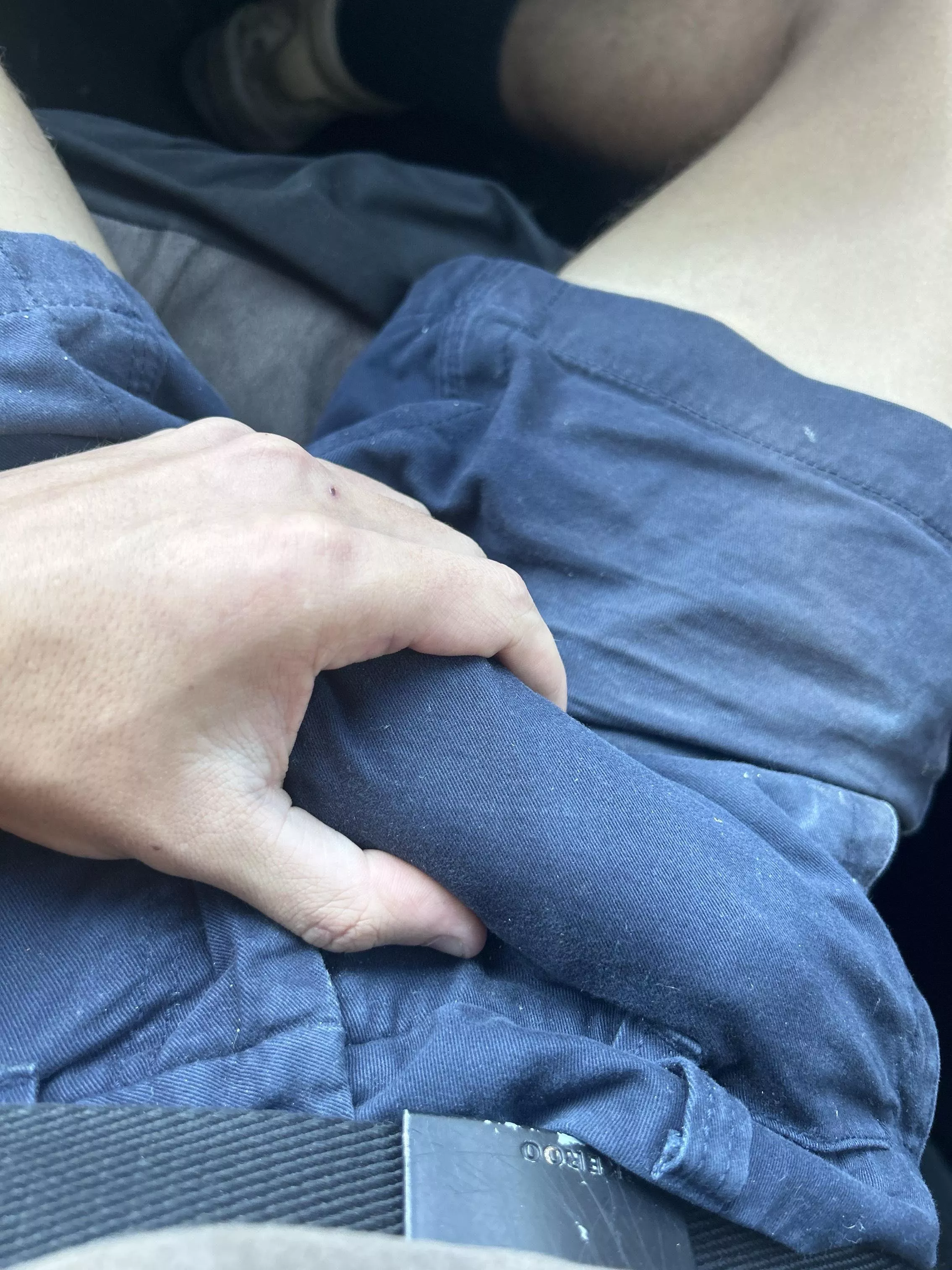 I hate when I’m at work and you can see my cock outline. I never know what to do