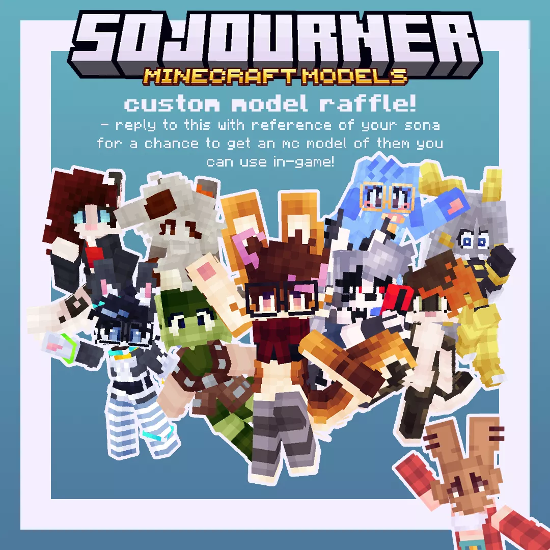 I'm doing a lil giveaway of two Custom Furry MC Models! Comment your sona if you want a chance to have them modeled! Rules for entry in comments! [OC]