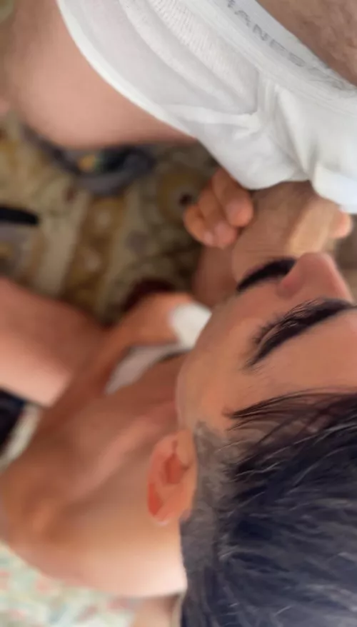 Bro came over & pulled his fat cock thru his briefs, I slurped it right down