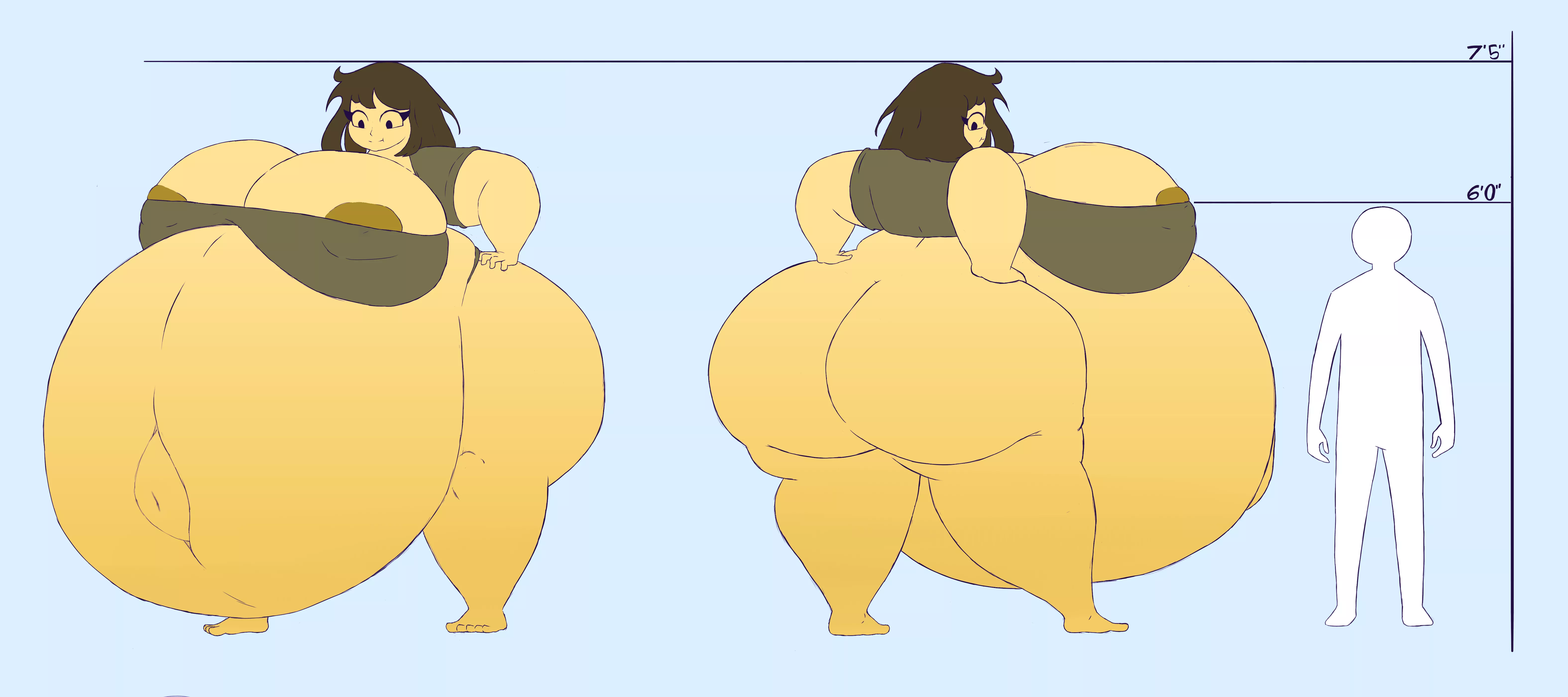 [F] immensely full and tall casual girl by @cheeze_burgr {her belly is filled with over 1.5 metric tons}