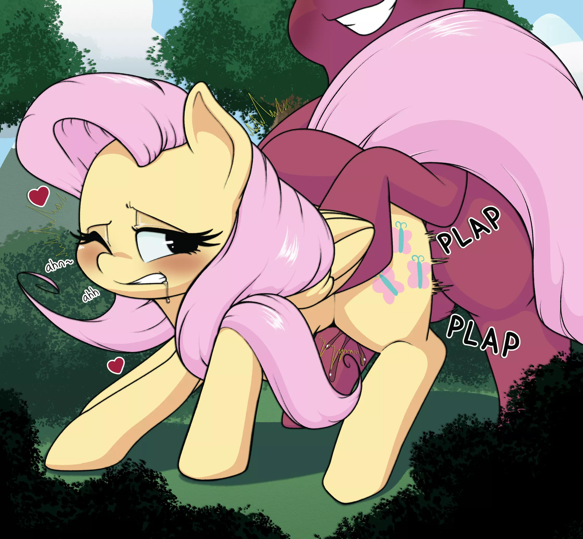 Fluttershy loves getting pounded out in nature (four-pundo)