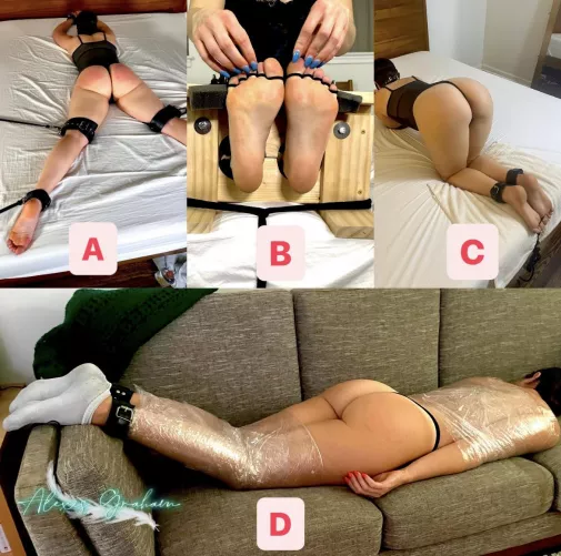 I will be tickling Alexis soon! Help me decide how!