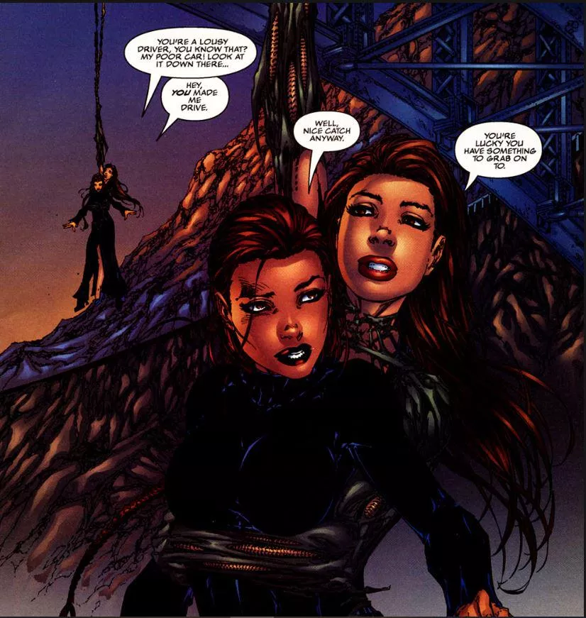 Lara saved by her boobs! [Tomb Raider / Witchblade]