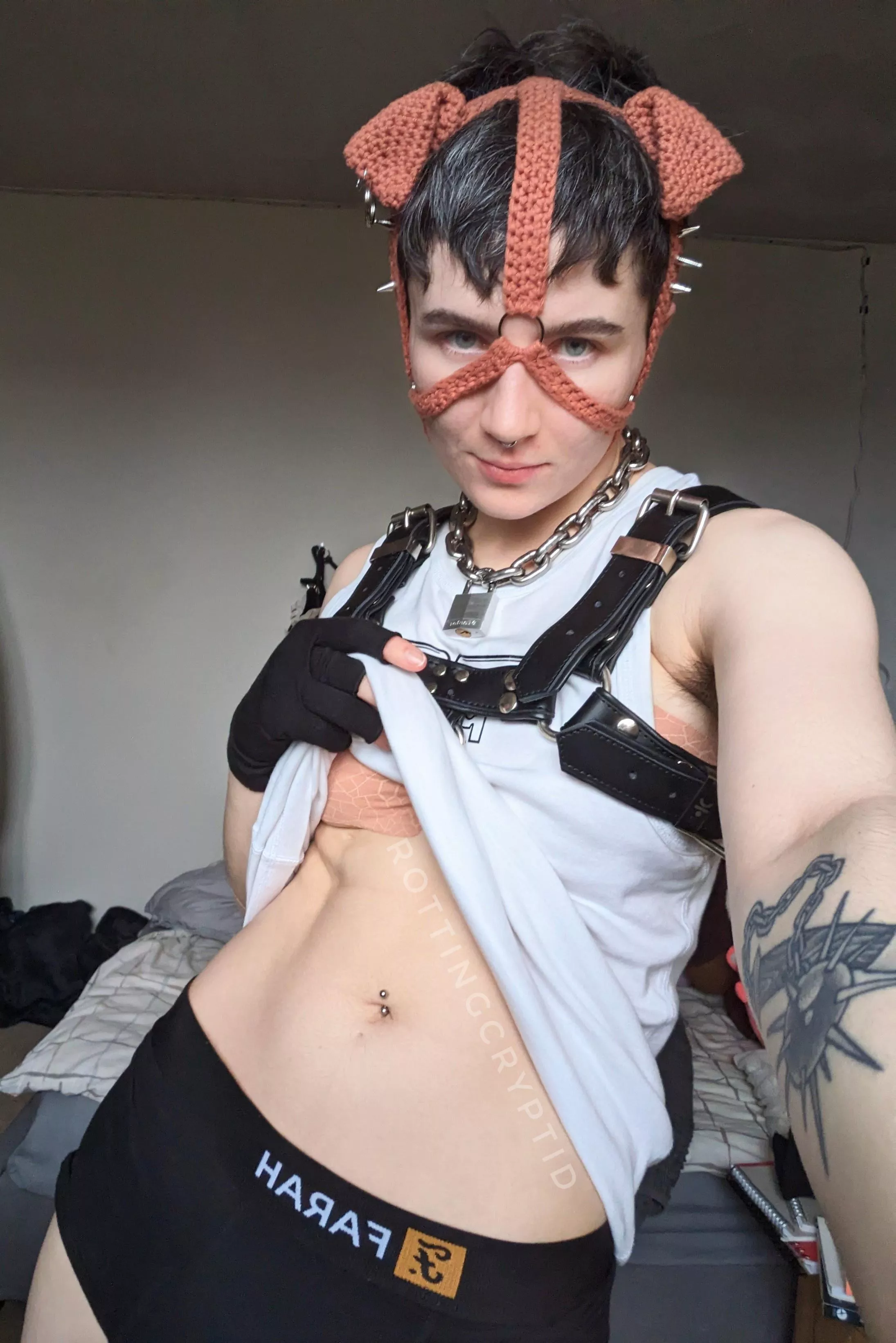 My crocheted pup hood! <3