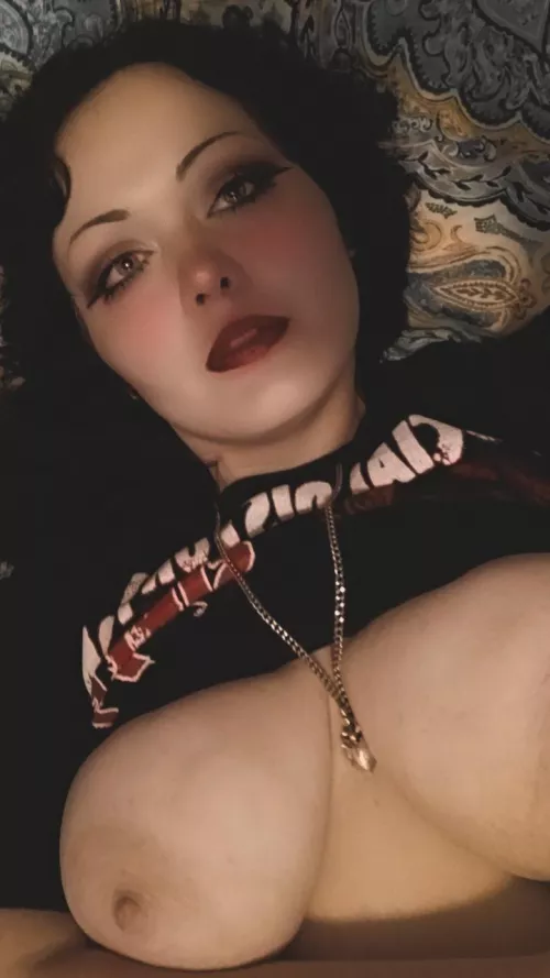 Pov: you finally get to undress the big tiddy goth gf...