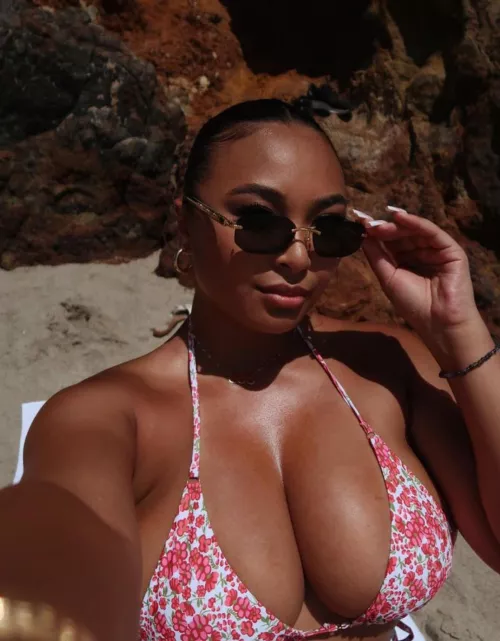Rocky beach big tits