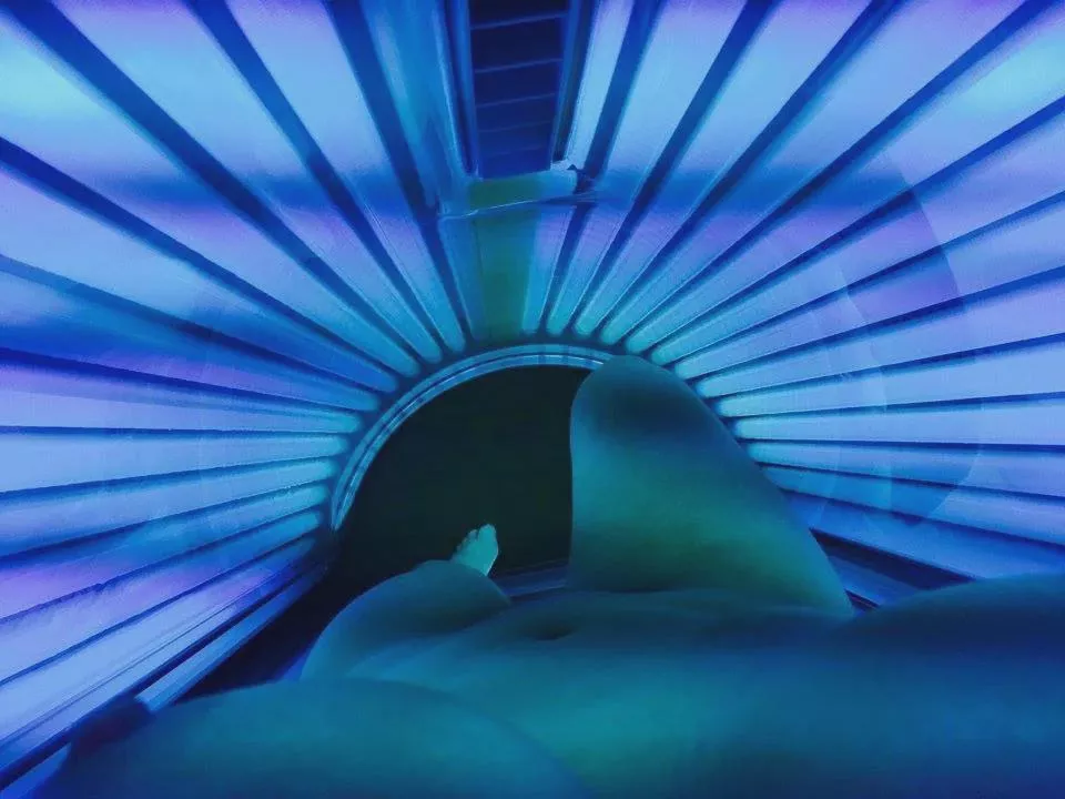 from inside the tanning bed