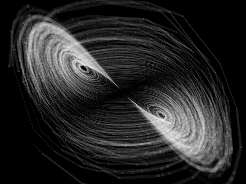 Glittering Attractor - a Generative Art Experiment in p5js (Code in Comments)