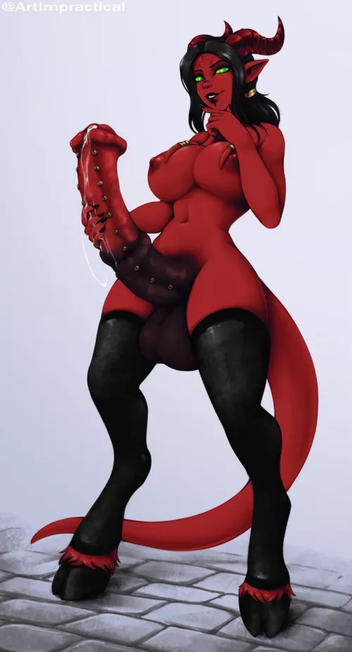 How are you pleasuring this demon dick?