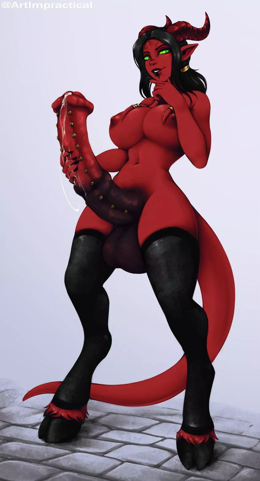 How are you pleasuring this demon dick?