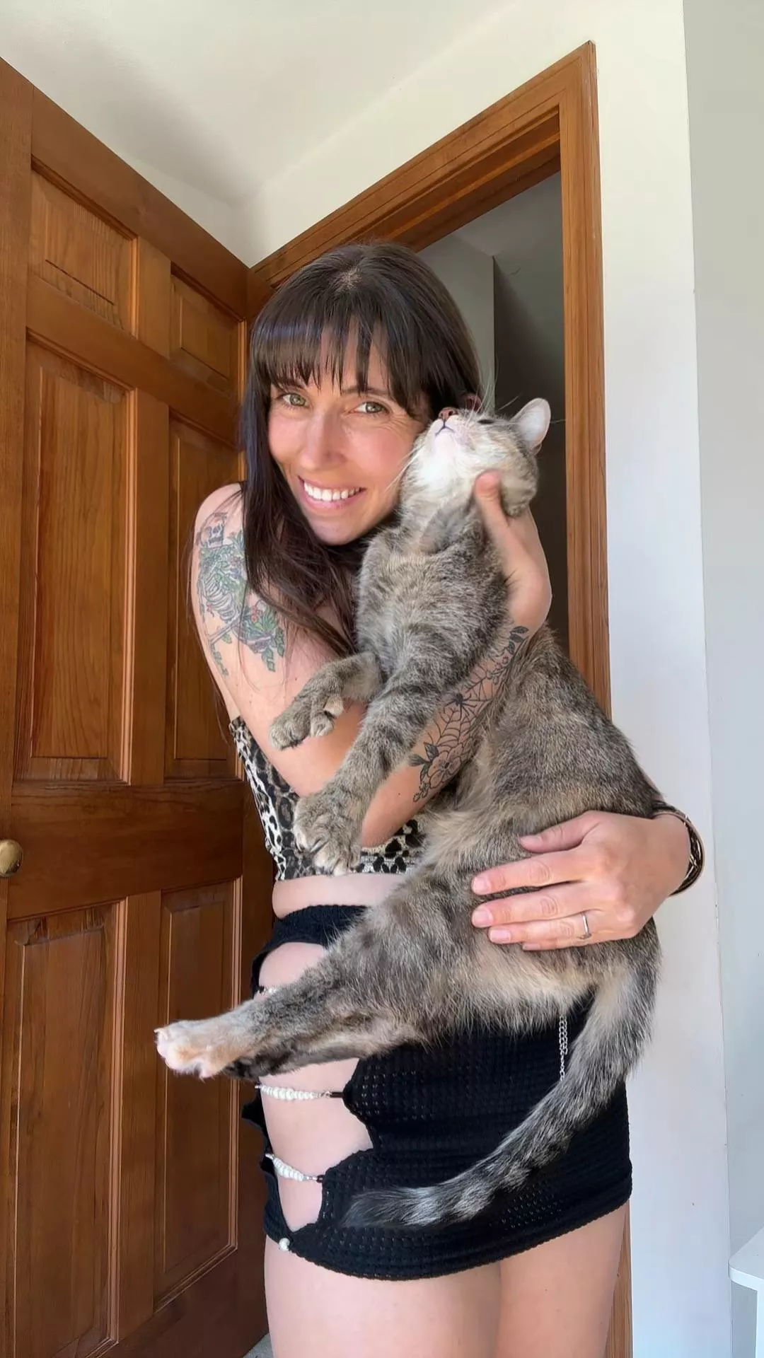 Just a girl with bangs and her pretty kitty 