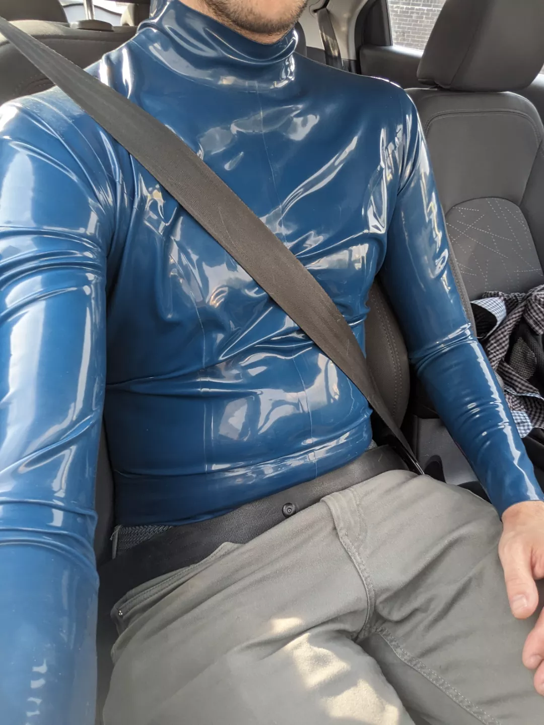 Stealth blue latex in town, not so stealthy drive home 