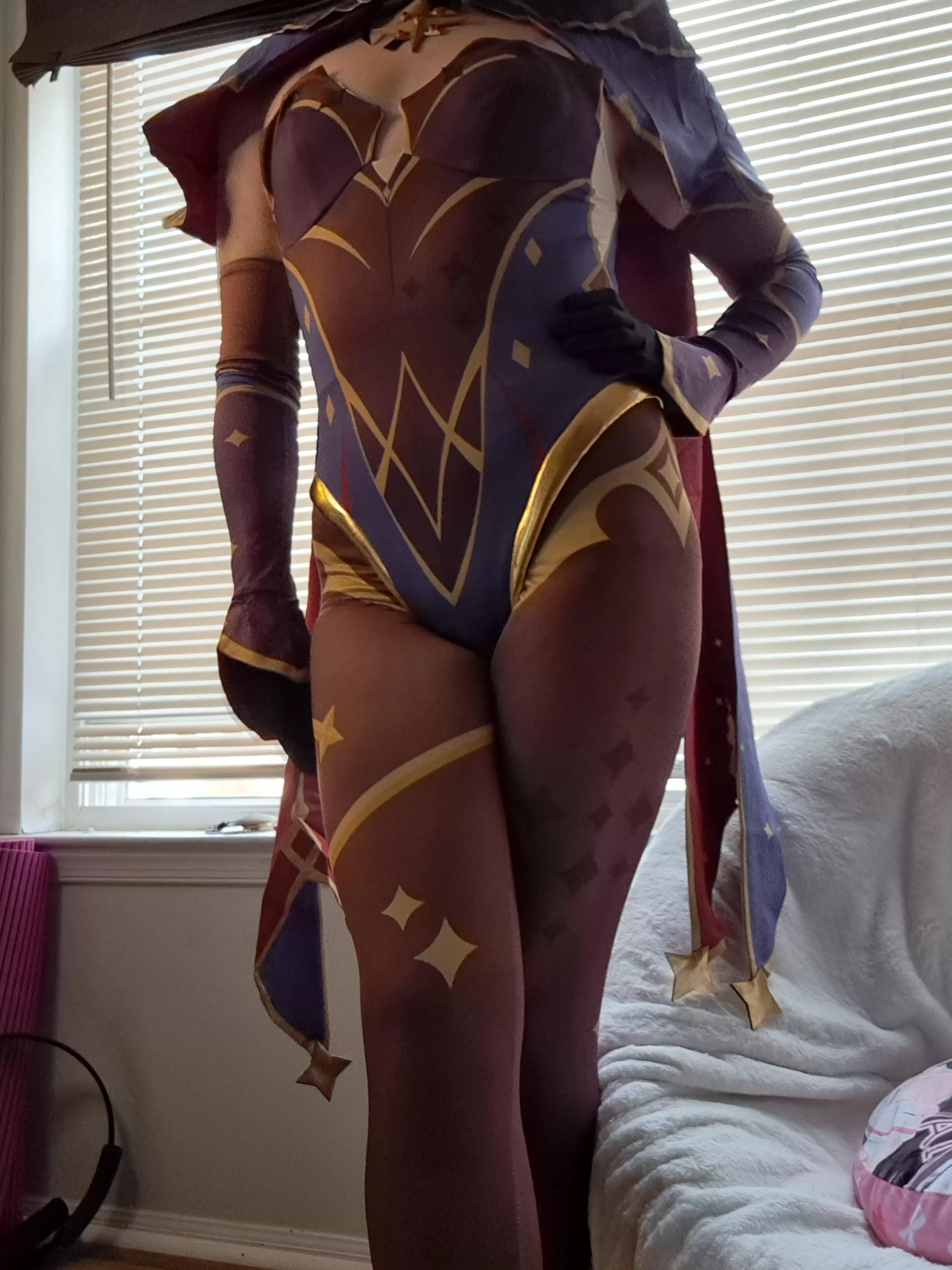 Trying on my mona cosplay. Can't wait for the wig to come in 