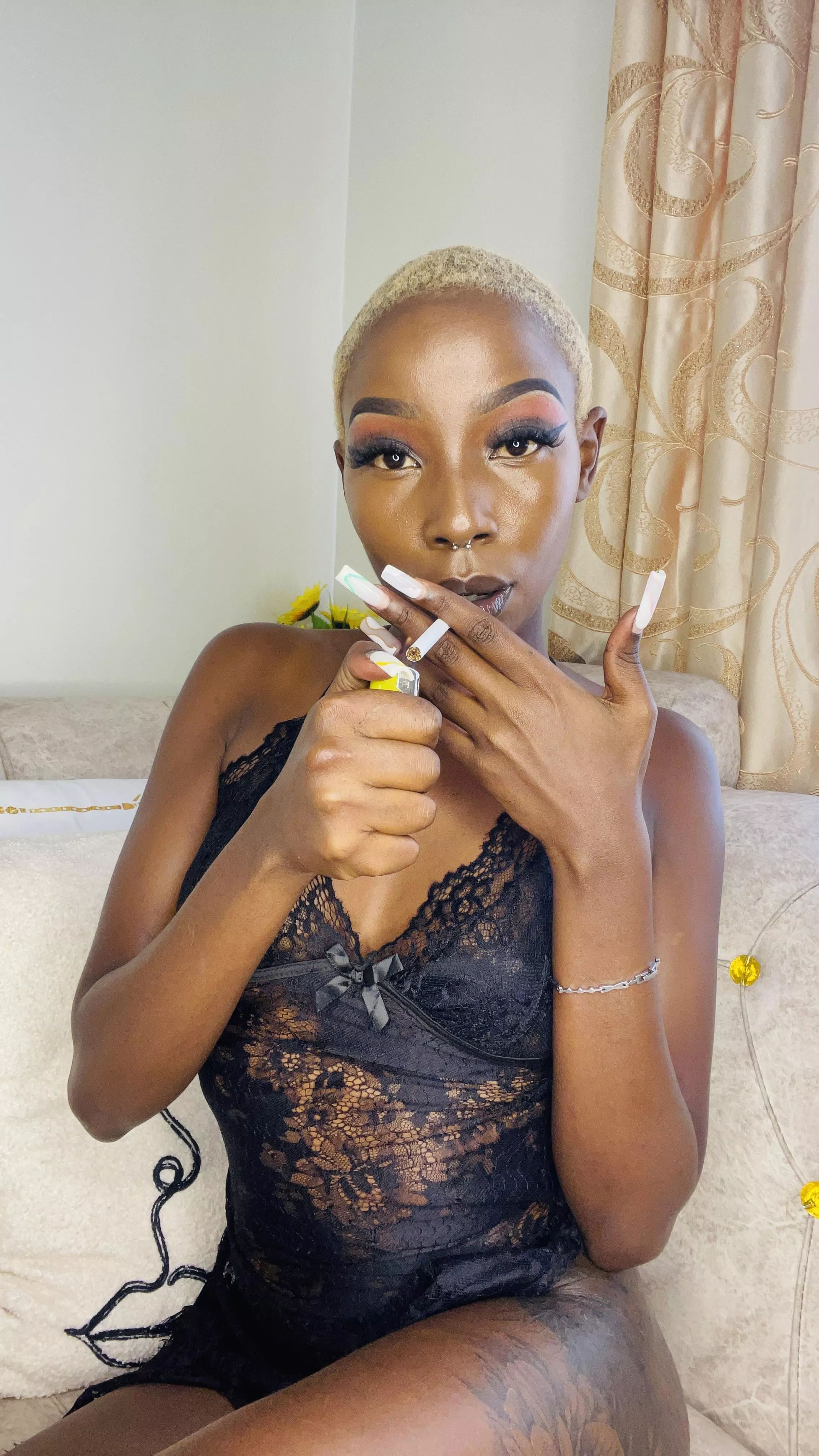 I'm here to smoke and fuck, as you can see I'm already lighting up