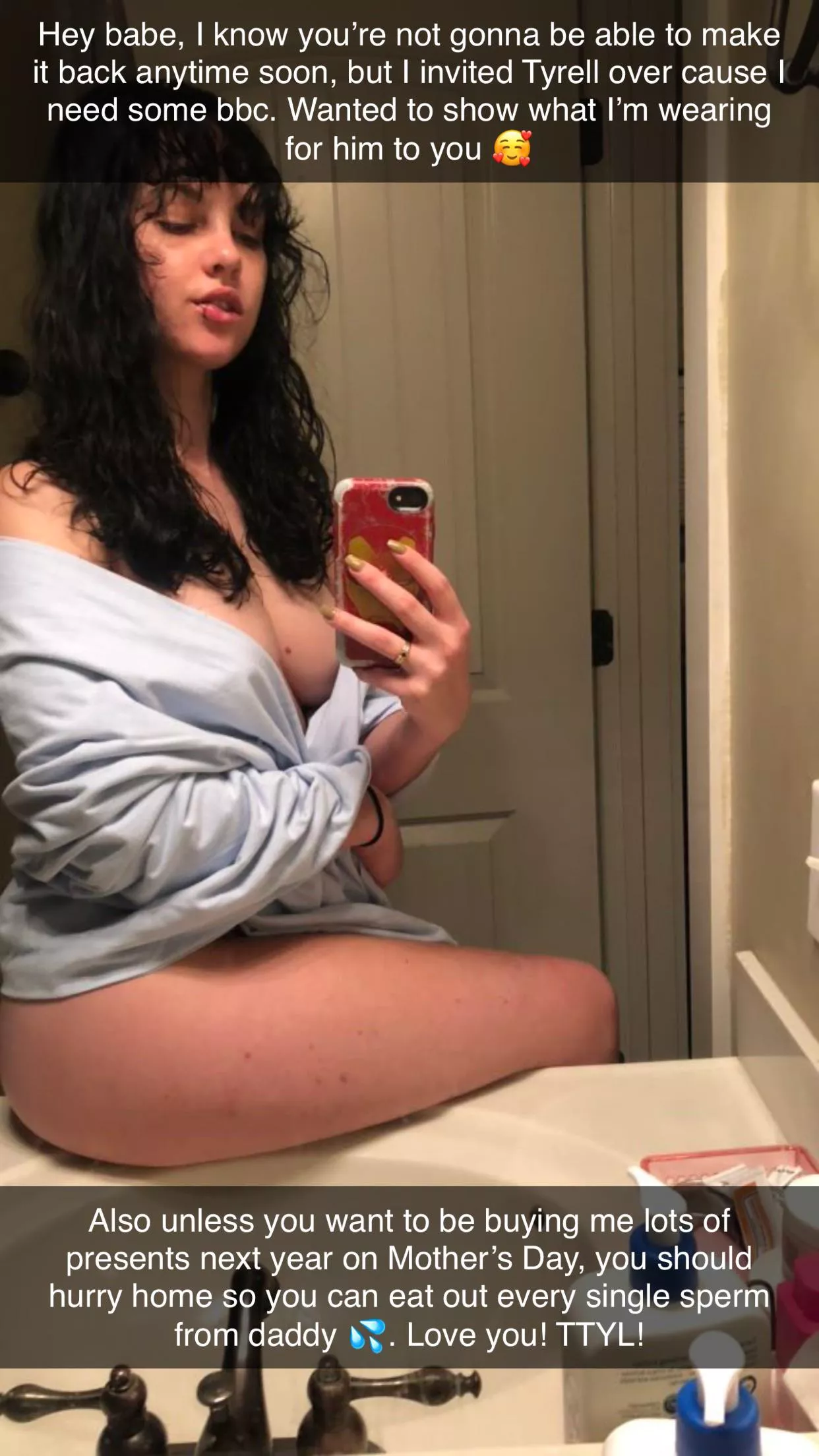 My legs are already weak imagining him splitting me in two, his dick pics were scarily big… I can’t wait