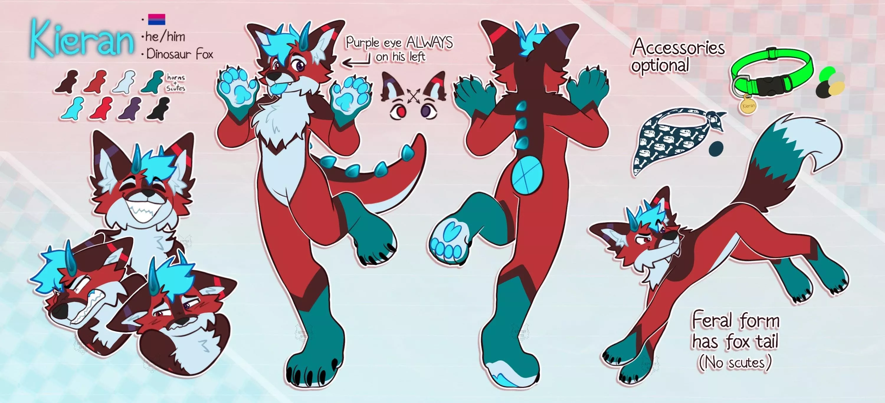 My Fursona Kieran's New Ref Sheet! (by KittsyBits)