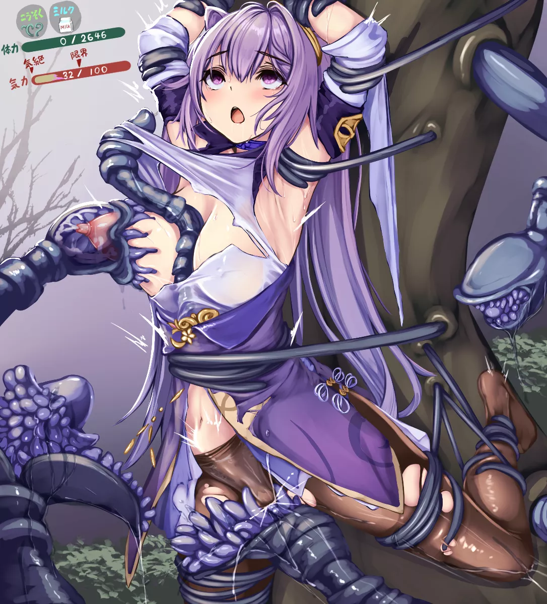 Consider yourself as tentacles beast who caught Keqing like this. How you gonna humiliate and breed her? Go all out with it no worries about her pregnancy which hole you gonna abuse the most ?