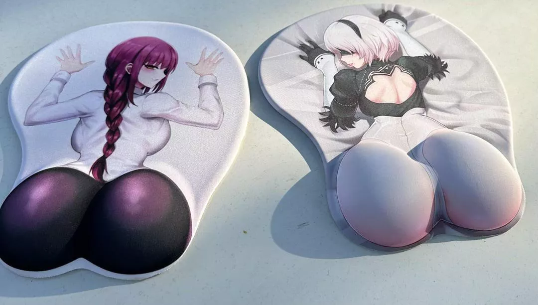 LF Color Source: 2girls, Huge ass, Makima Chainsaw Man, 2B Nier Automata, red hair, white hair