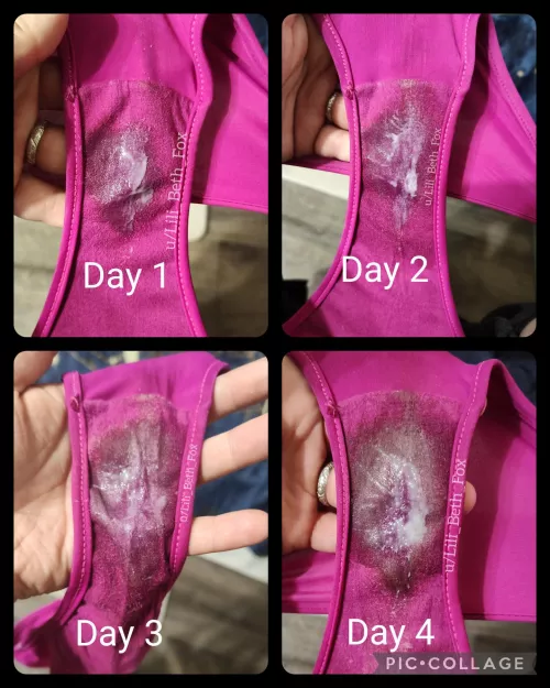 I LOVE watching my wet spot grow in my gusset over several days!